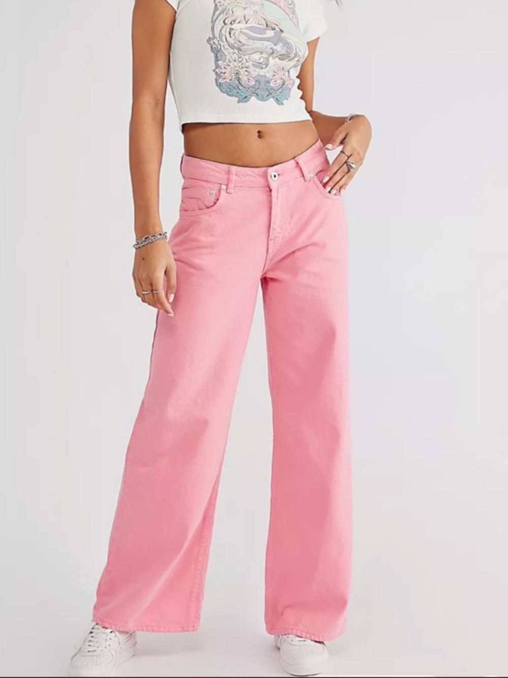 Ragged Low Rise bubblegum Pink Release Baggy Jeans Size 32